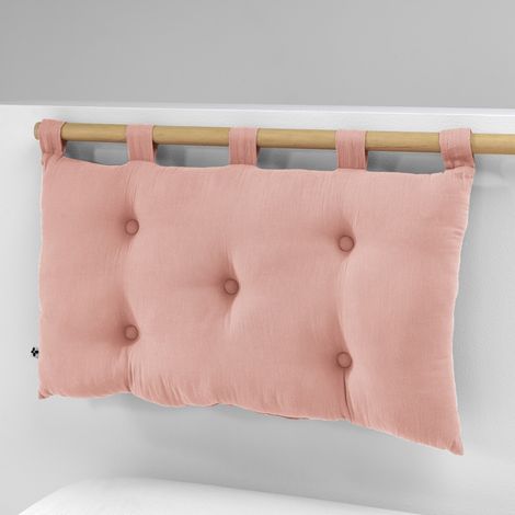 Tête de lit 5 boutons avec passants gaze de coton 50 x 80 cm gaïa rose pêche Rose (1/2)