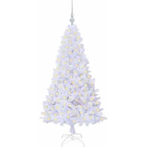 Sapin de Noël artificiel Blanc 150 cm PVC et Acier (1/5)