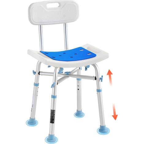 VEVOR Chaise de Douche avec Dossier Siege de Salle de Bain Capacite 227 kg, Tabouret de Baignoire Hauteur Reglable sur 3 Niveaux avec Pieds Antiderapants, pour Personnes Âgees, Handicapees et Blessees (1/5)