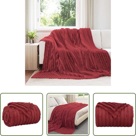 Couverture pour canapé - Jeté Rouge Bordeaux 240 x 220 cm Toison (1/5)