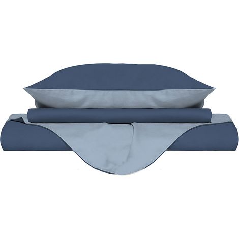 Copripiumino Singolo con Sacco e Federe Doubleface Avio/Azzurro (1/5)
