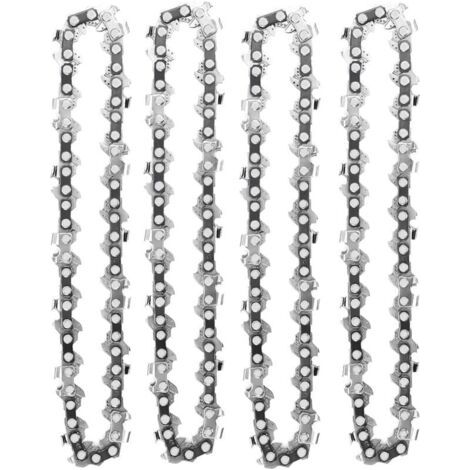 Lot de 4 chaînes de tronçonneuse 4 pouces – 28 maillons d'entraînement – Compatible mini tronçonneuses électriques – Haute qualité pour coupe précise