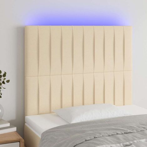 vidaXL Cabecero con luces LED tela crema 80x5x118/128 cm (1/5)