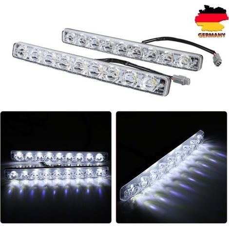 Feux diurnes - LED - 2pcs - Étanche - 12V - Aluminium blanc (1/4)