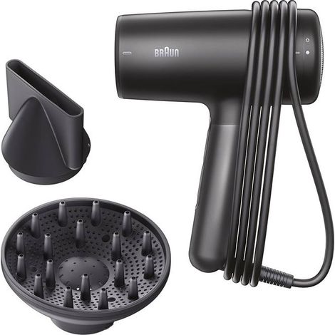 Braun asciugacapelli HD4.1, 2200 W, funzione ionica, 3 velocita', getto freddo, concentratore, nero