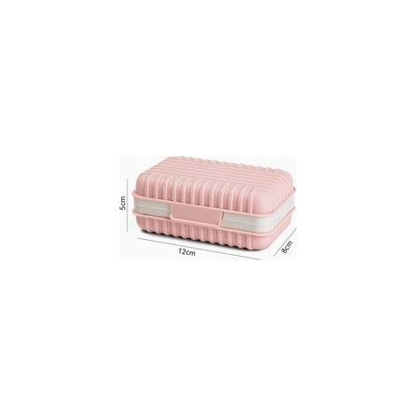 Porte-savon portable avec couvercle (12 x 7,5 x 5 cm) — Camping et voyage (rose) (1/5)