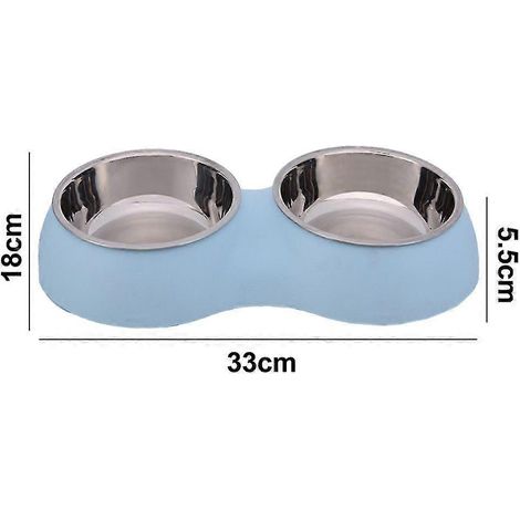 Comedero doble para perros de acero inoxidable, cuencos elevados para agua y comida, para mascotas.