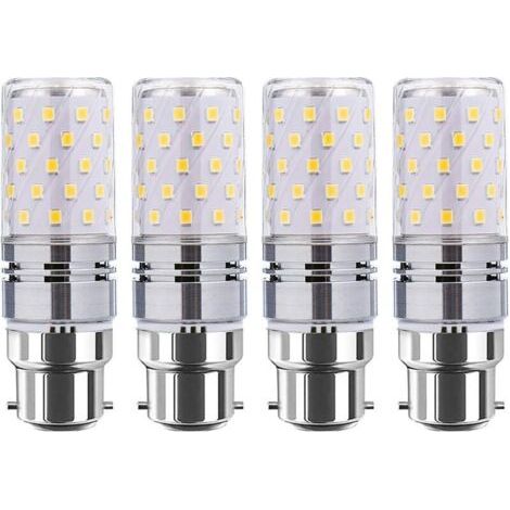 Ampoules LED B22 type maïs, 12 W, lot de 4, équivalent à une ampoule à incandescence de 100 W, 4000 K, AC85-265 V. Culot à baïonnette B22. (1/5)