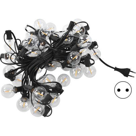Guirlande lumineuse G40 50LED boule IP45 extérieur jardin cour terrasse balcon décoration blanc chaud prise UE 220V (1/5)