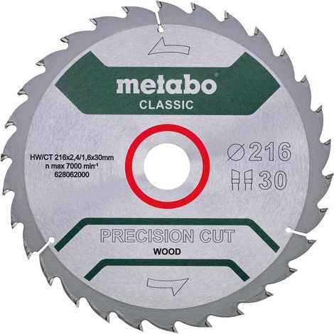 Lama di sega circolare METABO Classic "Precision Cut Wood" 628062000 - HW/CT - 216x30mm - 30Z - 22°