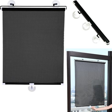 Rideau occultant sans percer - 1 pièce Store Enrouleur Isolant Thermique Opaque Solaire à Ventouse y Compris Accessoires requis Convient pour Les fenêtres et Portes Aucun nécessair Noir (1/5)