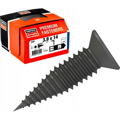 Vis Simpson pour tôles d'acier – Tête fraisée PH2 – 3,9 x 14 mm – Pointe acérée pour vissage rapide – 500 pièces (1/5)