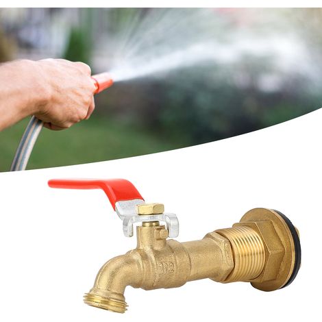 Vanne à bille rotative en laiton de 1/2 pouce pour réservoir d'eau de pluie, vanne pour réservoir d'eau de pluie avec déflecteur, convient aux réservoirs d'eau de pluie, aux réservoirs d'eau, aux baig (1/5)