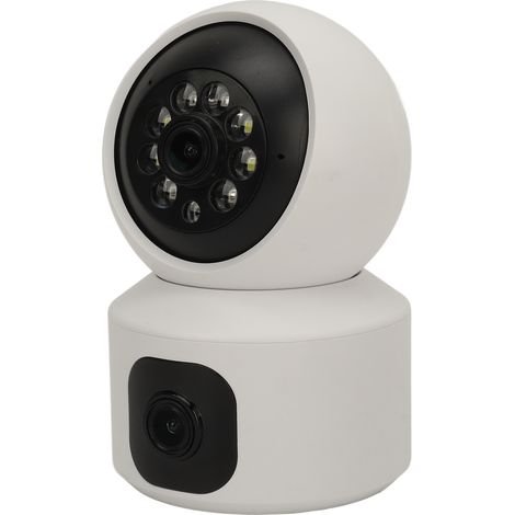 Caméra de sécurité intérieure à double objectif 1080p, vision nocturne intelligente, Wi-Fi, communication bidirectionnelle, détection de mouvement et mise au point automatique. (1/5)