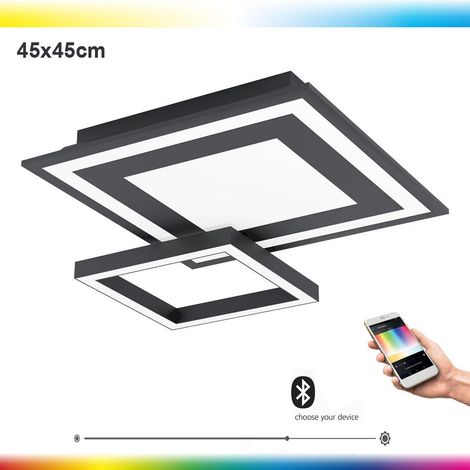 Plafonnier LED pour maison connectée, CCT, télécommande, intensité réglable, noir, acier, diamètre 45 cm (1/5)