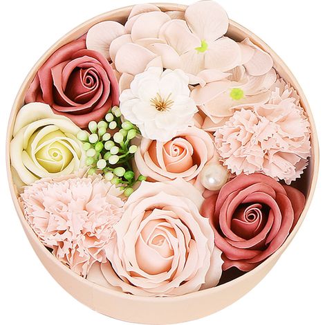 Rosa artificial perfumada en caja de regalo con tarjeta de felicitación (rosa) (1/5)