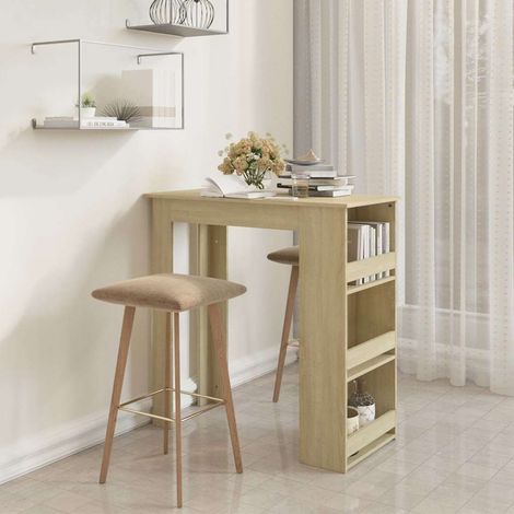 Table haute Table de bar - Mange-Debout avec rangement Chêne sonoma 102x50x103,5 cm BV422918 - BonneVie (1/5)