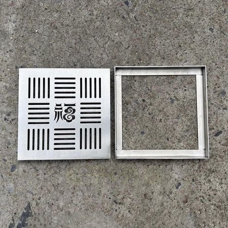Caniveau Exterieur Grille de Drainage Plate et Carrée, Grille de Drainage Au Sol pour Bassin de Captage Extérieur, Couvercle de Fossé D'évacuation des Eaux Usées pour Terrasse de Jardin(15x15cm(5.9x5. (1/5)