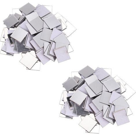 2x Spiegelkachel-Wandaufkleber, 100 Stück, 3D-Aufkleber, Raumdekoration (Silber)