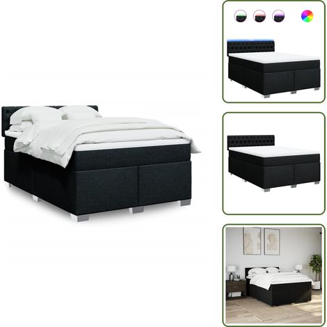 Sommier à lattes de lit avec matelas Noir 140x190 cm Tissu - Sommier À Lattes De Lit - Sommiers À Lattes De Lit - Lit - Meuble De Chambre À Coucher (1/5)