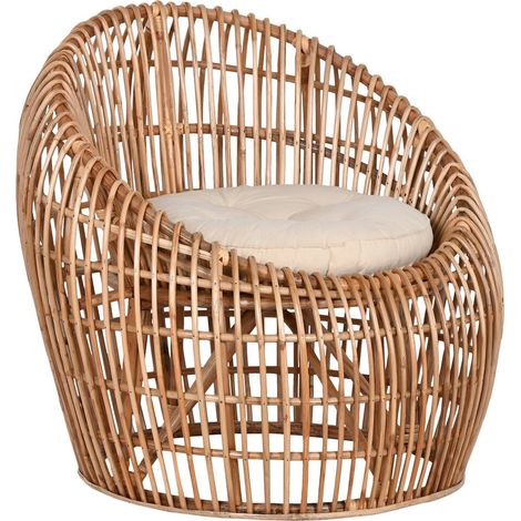 Fauteuil en rotin beige pour ambiance cosy relaxante - Beige naturel (1/5)