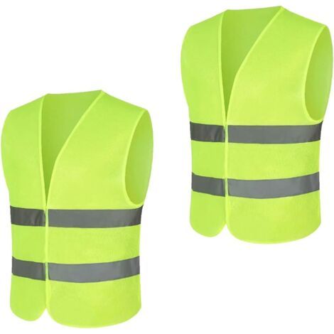 Lot de 2 Gilet Jaune Adulte Gilet Reflechissant avec de Bandes Réfléchissantes Gilet Fluo pour Voiture, Chantier Gilet Haute Visibilité (1/5)