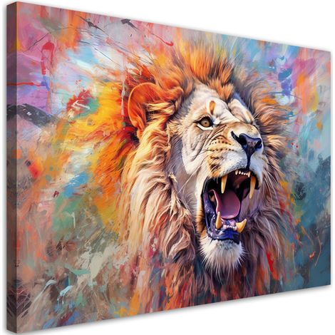 Quadro su tela, Leone feroce Astrazione - 100x70 (1/5)