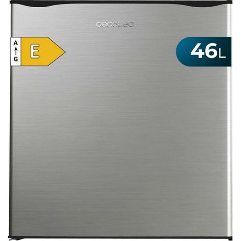 Mini réfrigérateur en acier inoxydable, compartiment congélateur intérieur, capacité 46 litres, largeur 47 litres et hauteur 48,5 cm, porte réversible, fonctionnement cyclique, classe énergétique e (1/3)