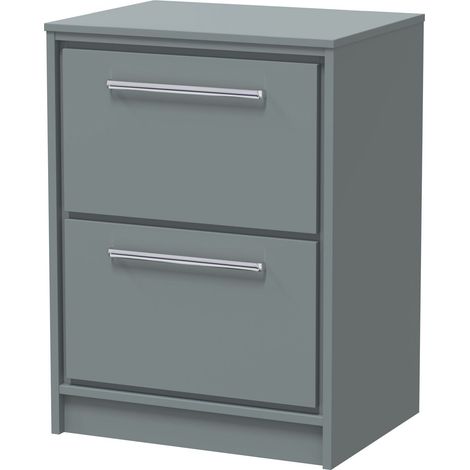 Balterley Longnor 600mm Framed Design Floor Standing 2 Drawer Vanity with Worktop - Coastal Grey
