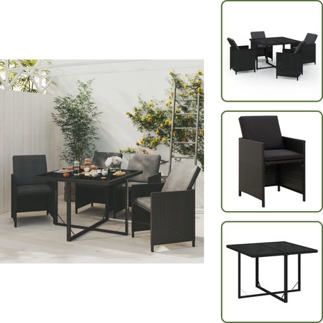 Cuscini per seduta - vidaXL Set da Pranzo da Giardino 5 pz con Cuscini in Polyrattan Nero - Cuscini per schienale