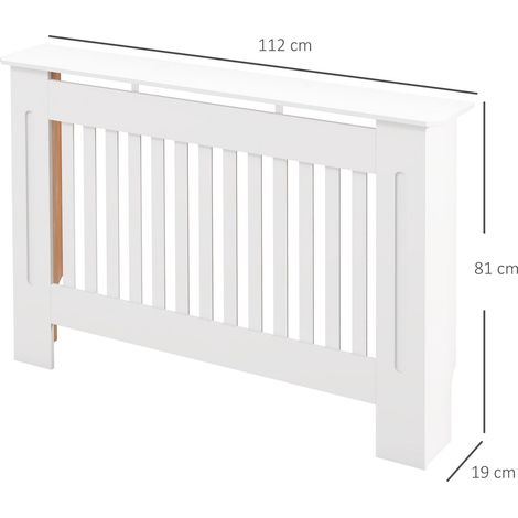 Cache-radiateur avec dispositif anti-basculement, design moderne, MDF, 112 x 19 x 81 cm, blanc (1/5)
