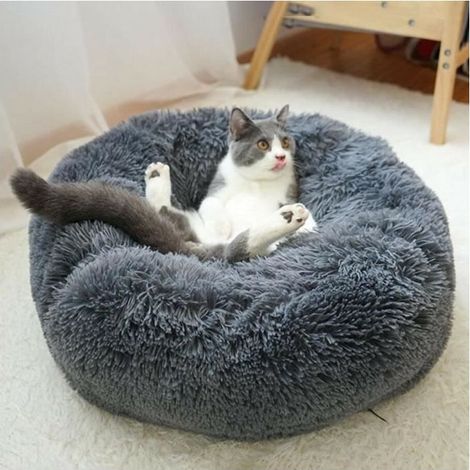 Blusea Soft Plush Round Pet Bed Lit doux pour chat Lit pour chat (1/4)