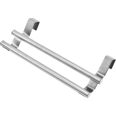 Porte Serviette,Porte Serviette Salle De Bain,Porte Torchon Cuisine sans Percage,Au-Dessus De La Porte Porte Serviette Extensible pour Salle De Bains,Acier Inoxydable,Argent (1/5)