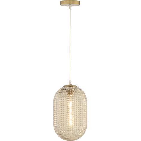 Suspension élégante dorée en métal et verre transparent ambré - doré transparent effet ambré (1/3)