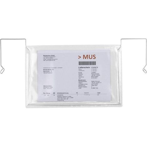 Drahtbügeltasche Maße 165x245mm A5 S.180µ quer o.Klappe PVC-Weichfolie TRANSPAK