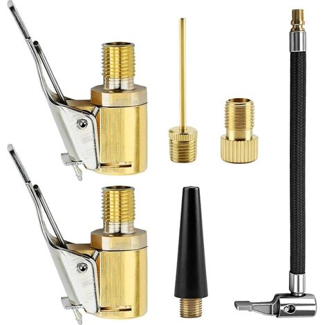 Kit Adaptateurs de Valve,Embouts Gonfleur Pneus Voiture,Gonfleur Pneu d'Extension,Adaptateur Gonflage Pneu Velo,Embout de Gonflage Raccord Rapide Air Comprimé Vélo,Moto