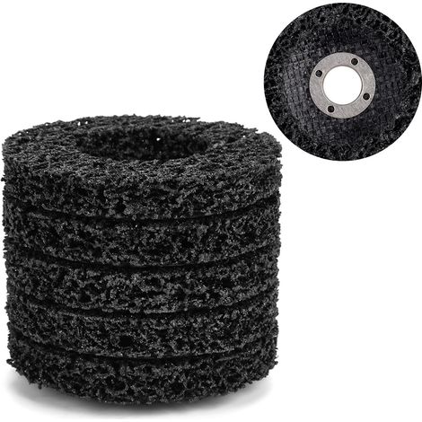 SJLERST Lot de 5 Disques Abrasifs pour Meuleuse 100 mm 60 Poly Strip Disc Outil de Nettoyage pour Enlever Rouille/Peinture/Ecaillage,noir (1/5)