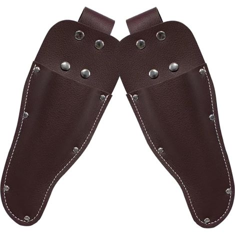 Étui en cuir marron pour pinces de jardinage, étui élégant pour ciseaux, 2 pièces pour éviter les chutes et se fixe à la ceinture (1/5)