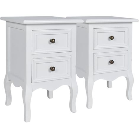 Mesitas de noche con 2 cajones 2 unidades MDF blanca vidaXL (1/6)