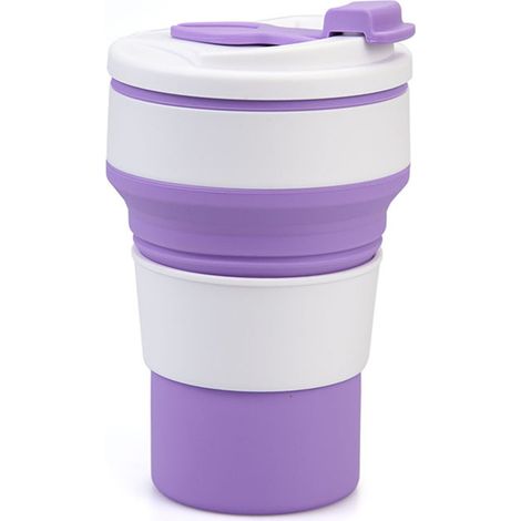 Tasse À Café Pliable - Tasse En Silicone Repliable Avec Couvercle - Pour Randonnée Camping Voyage Bureau - 350 ml - 1 Pièce (1/5)