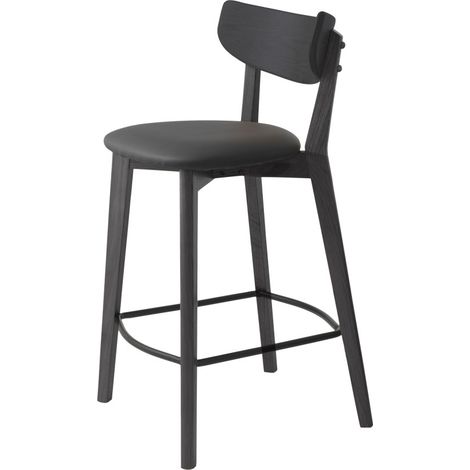 Lot de 2 chaises de bar en bois et simili H67cm - Noir - AUDE (1/3)
