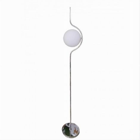 TRADE SHOP - Lampada Da Terra Argento Con Sfera Vetro Bianco Piantana E27 Design Moderno 33900 -