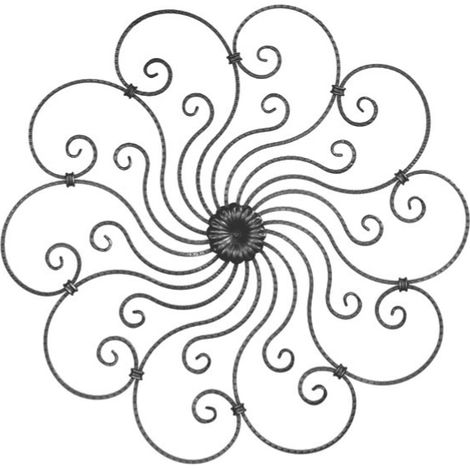 Rosone - Altezza 760mm larghezza 760mm in Ferro piatto rigato 16x6mm - Ferro battuto - Saldatura