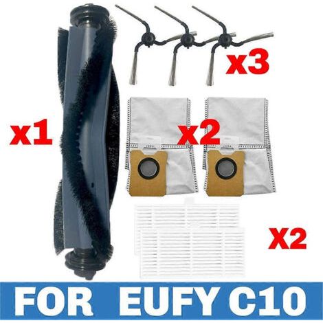 Accessoires pour aspirateur robot Eufy C10 : brosse principale, filtre HEPA, brosse lat��rale, sac �� poussi��re, pi��ces de rechange