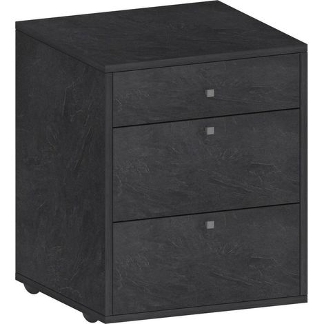 Dmora - Kommode Yorgos, Schlafzimmerkommode, Kommode mit 3 Schubladen, 47x45h61 cm, Schiefer