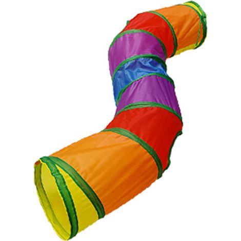 1 tunnel pour chat, 2 entrées, polyester 190T, structure acier à ressort, multicolore, jeu interactif pour chats et petits animaux (1/5)