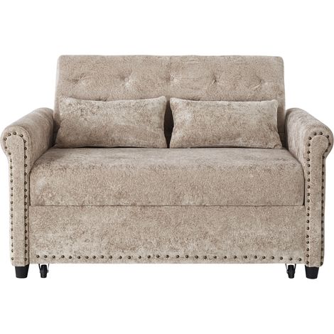 Divano letto 3 in 1 a 2 posti in chenille MODENUIT con 2 cuscini (1/5)