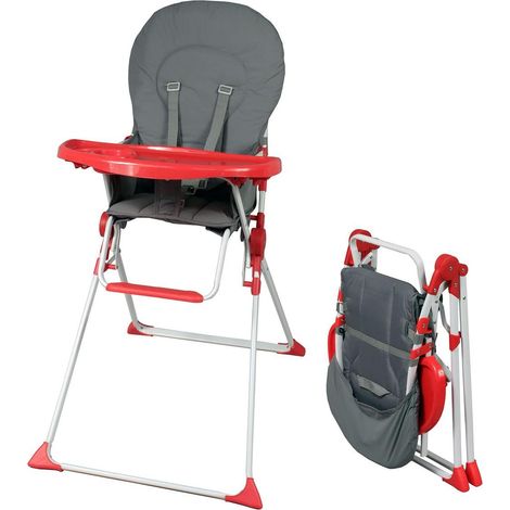 Bambikid von Bambisol BAMBISOL Hochstuhl feste Grau und Rot