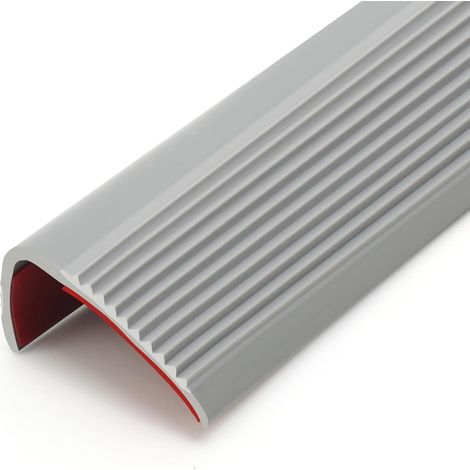Nez d'escalier antidérapant de 5 m En vinyle autocollant En caoutchouc PVC flexible 5 m x 25 mm Gris