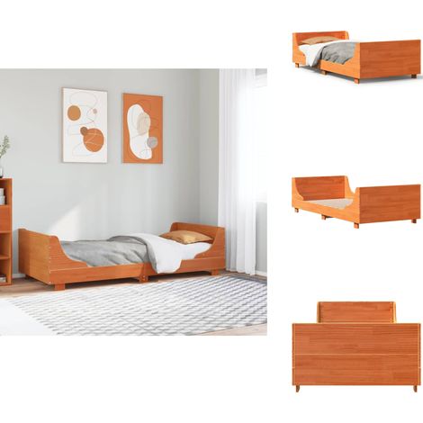 Massivholzbett ohne Matratze Wachsbraun 90x190 cm Kiefernholz - Bettrahmen - Bettgestell - Bettgestelle - Schlafzimmermöbel (1/5)